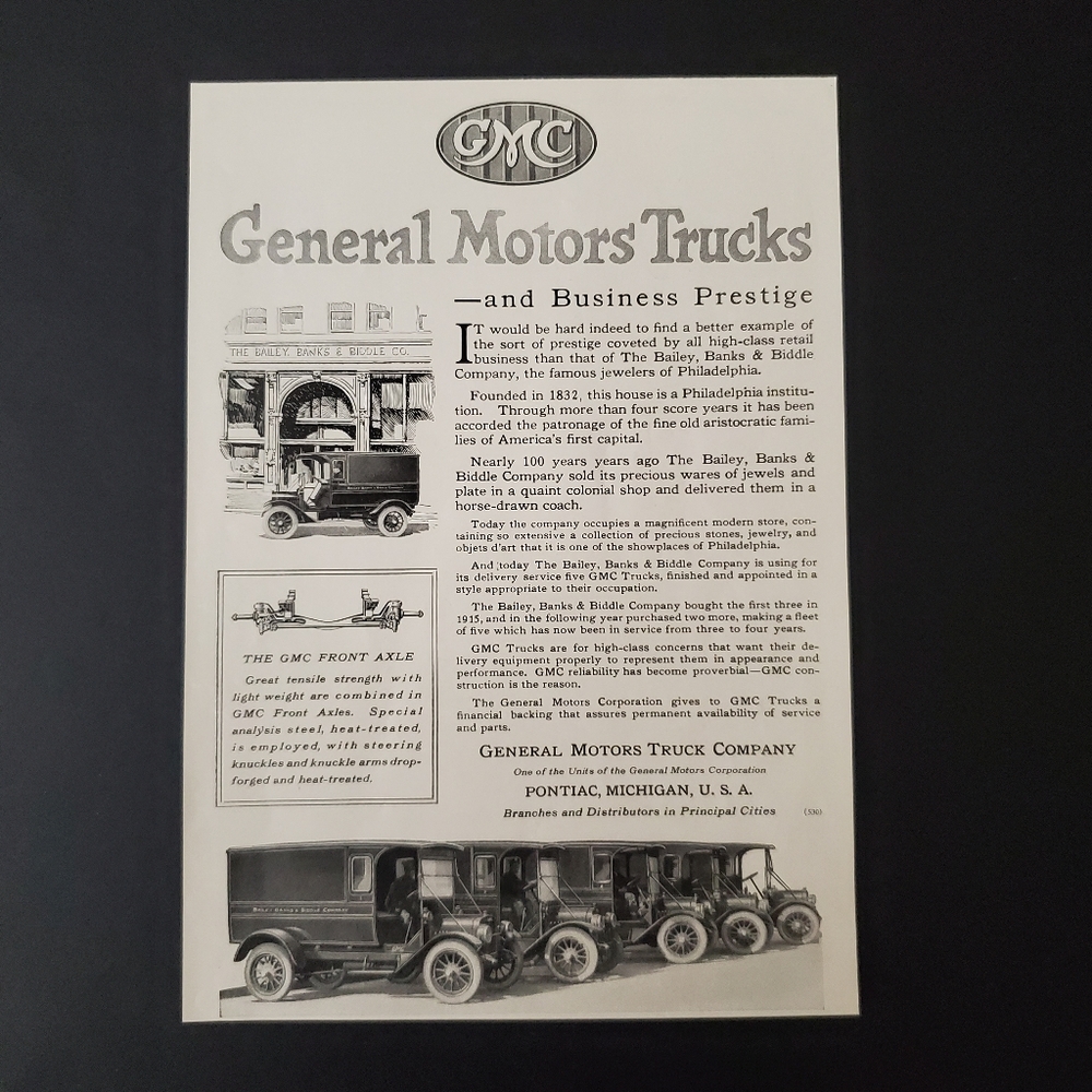 General Motors Trucks Original Print Magazine Advertisement From 1919